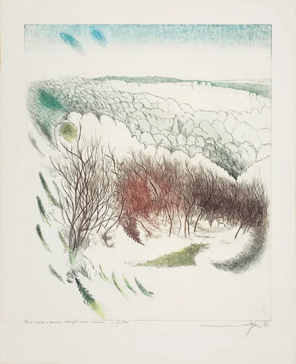 Leszek Rózga, PEJZAŻ MAJOWY Z KRZEWINĄ, 1982