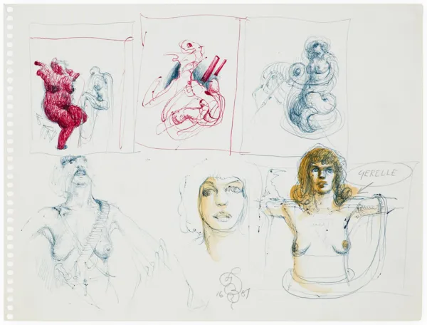 Franciszek Starowieyski, KARTKA ZE SZKICOWNIKA: SZKICE AKTÓW I TWARZY