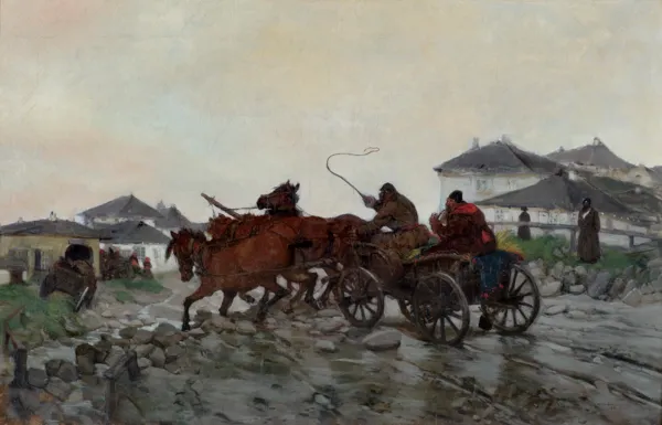 Józef Chełmoński, Błotnista droga, 1882