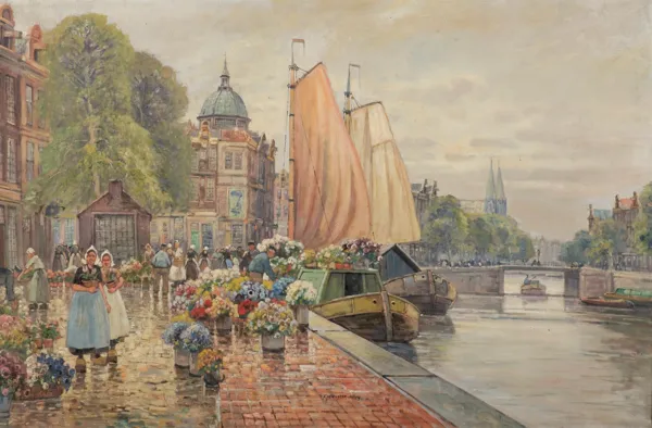 Franz Max Richter-Reich, KWIACIARKI NAD KANAŁEM SINGEL W AMSTERDAMIE
