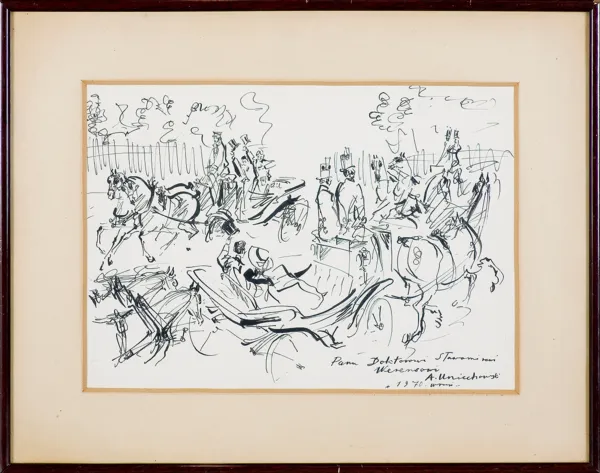 Antoni Uniechowski, MIJAJĄCE SIĘ POWOZY KONNE W WARSZAWIE, 1970