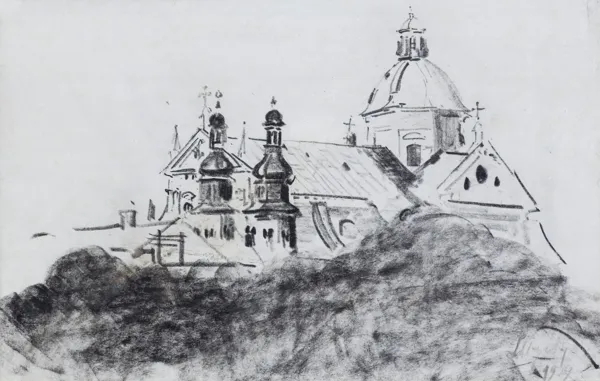 Leon Wyczółkowski, WIDOK NA KRAKOWSKIE KOŚCIOŁY, 1919
