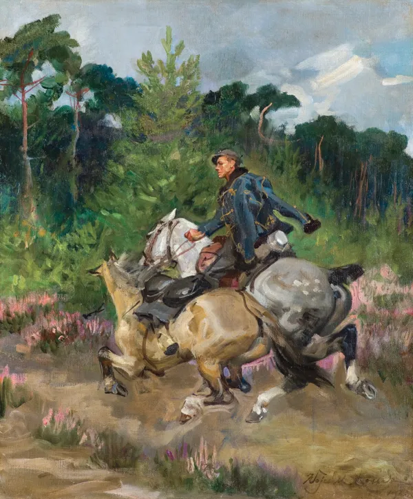 Wojciech Kossak, UŁAN Z LUZAKIEM, 1927