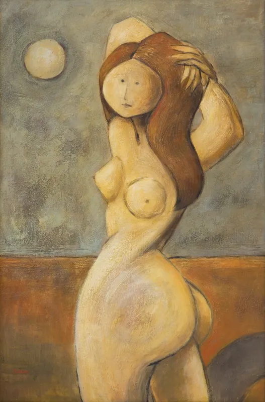 Jankiel  Adler, MŁODA KOBIETA NA PLAŻY, początek lat 30. XX w.