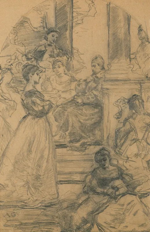 Aleksander Gierymski, STUDIUM KOMPOZYCJI OBRAZU SJESTA WŁOSKA,ok.1878