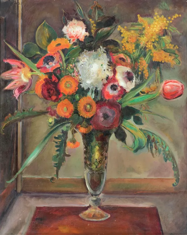 Gustaw Gwozdecki, KWIATY W SZKLANYM WAZONIE, 1930-1934