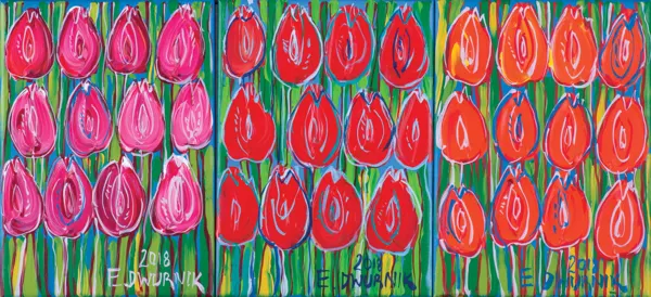 Edward Dwurnik, TULIPANY (tryptyk), 2018
