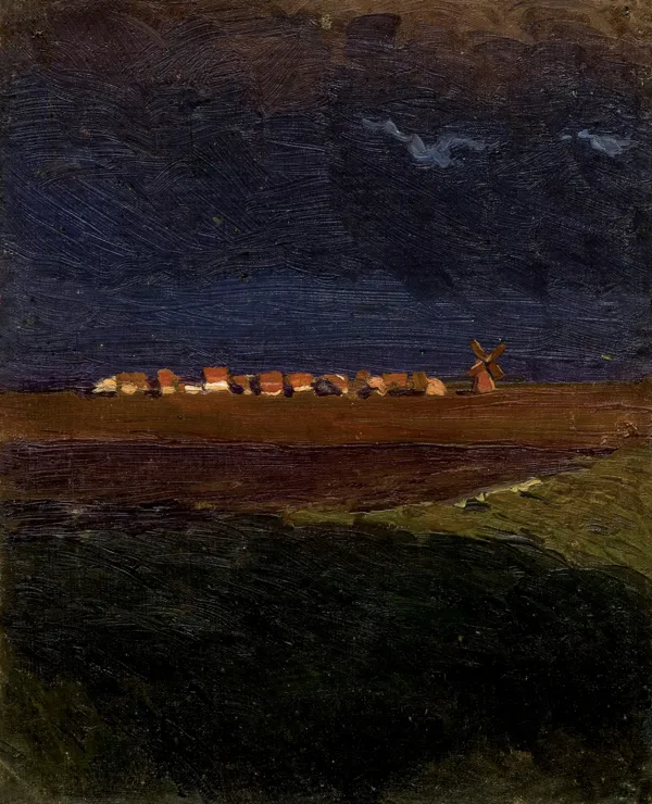 Ferdynand Ruszczyc, WIEŚ O ZACHODZIE (WIEŚ NOCĄ), lipiec 1897