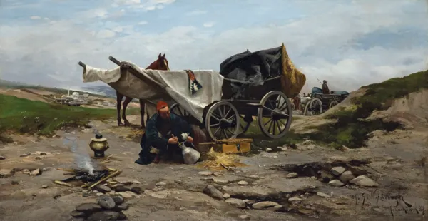 Michał Gorstkin Wywiórski, ODPOCZYNEK W DRODZE, 1887
