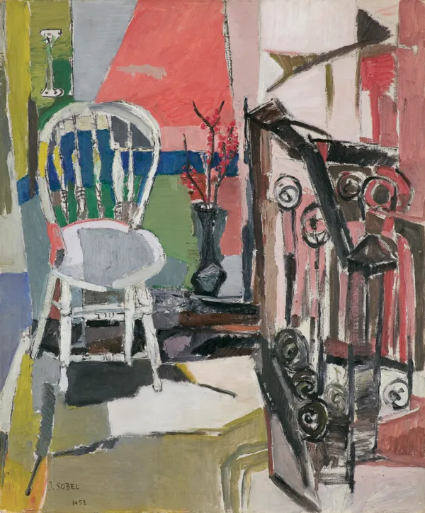 Judyta (Jehudith) Sobel, WNĘTRZE Z BIAŁYM KRZESŁEM, 1958