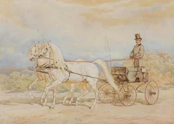 Juliusz Kossak, DWA ARABY CIĄGNĄCE POWÓZ, 1877