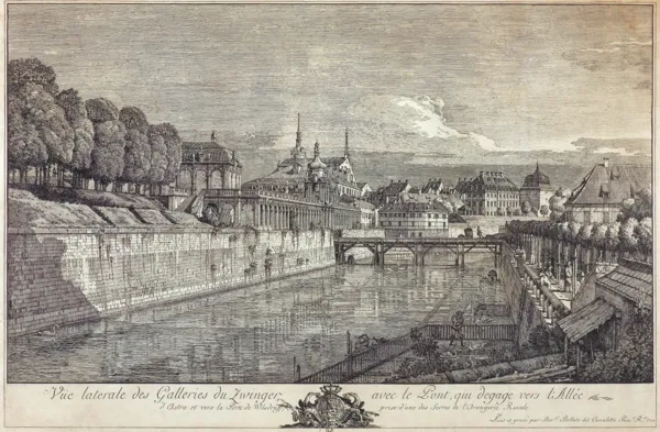 BERNARDO BELLOTTO zwany CANALETTO, WIDOK GALERII ZWINGER W DREŹNIE, 1758