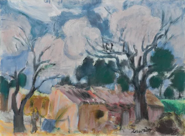 Jan Wacław Zawadowski, PEJZAŻ Z DOMEM, lata 40. XX w.