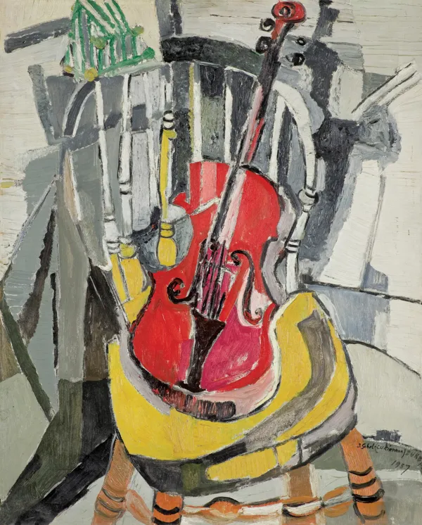 Judyta (Jehudith) Sobel, MARTWA NATURA ZE SKRZYPCAMI, 1957