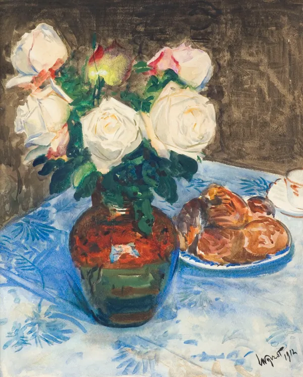 Leon Wyczółkowski, MARTWA NATURA Z BIAŁYMI RÓŻAMI, 1912