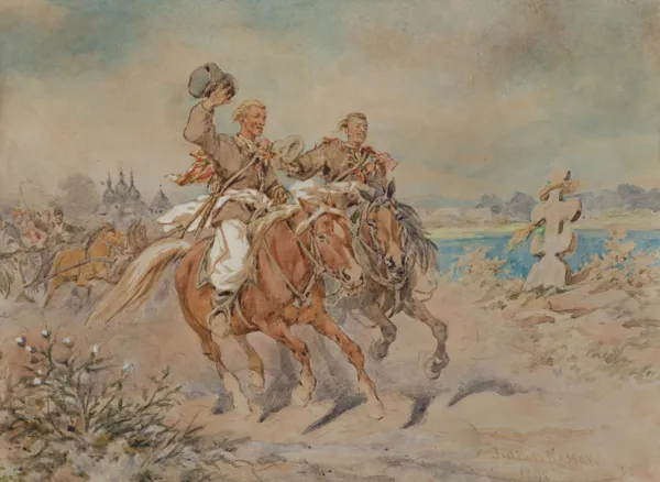 Juliusz Kossak, DRUŻBOWIE NA WESELU UKRAIŃSKIM, 1892