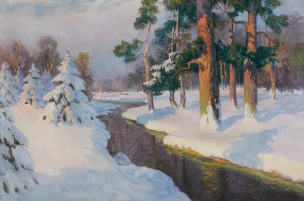 Wiktor Korecki, PEJZAŻ ZIMOWY Z RZEKĄ