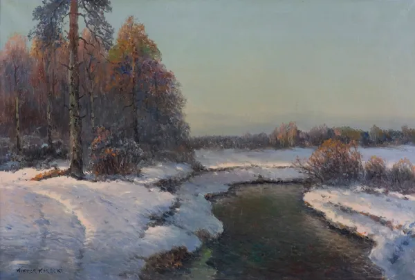 Wiktor Korecki, PEJZAŻ ZIMOWY Z RZEKĄ