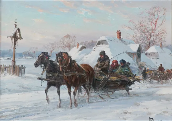 Władysław Chmieliński (Stachowicz), WYJAZD SANIAMI ZE WSI, po 1950