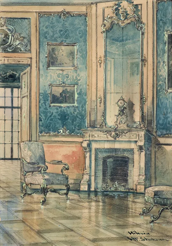Władysław Chmieliński (Stachowicz), WNĘTRZE PAŁACU W WILANOWIE, przed 1939