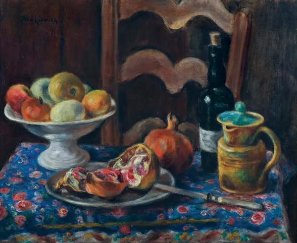 Józef Pankiewicz, MARTWA NATURA Z OWOCAMI, DZBANKIEM..., 1926
