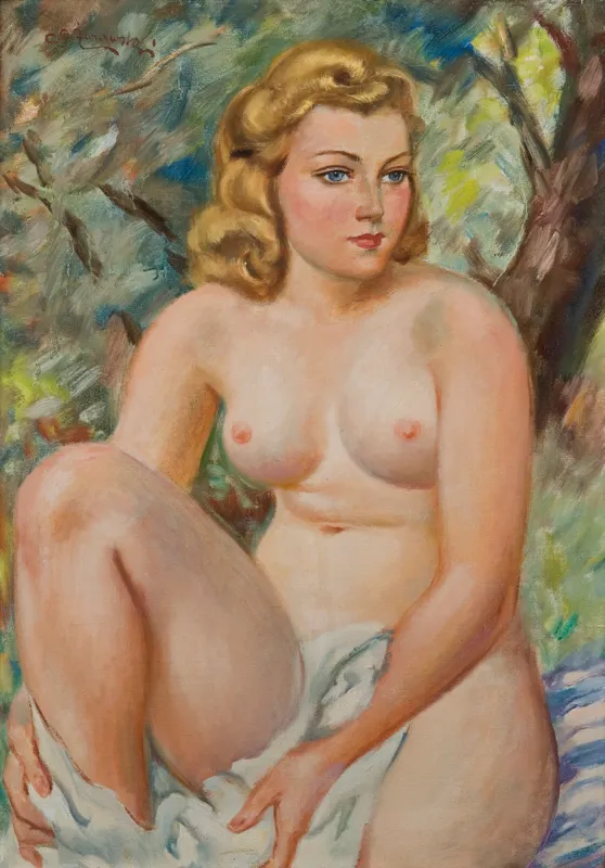 Stanisław Żurawski, AKT NA TLE ZIELENI, OK. 1940