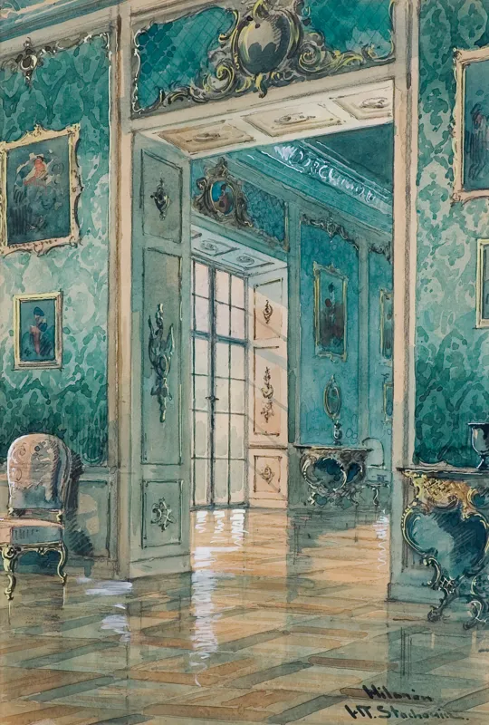 Władysław Chmieliński (Stachowicz), WNĘTRZE PAŁACU W WILANOWIE, przed 1939