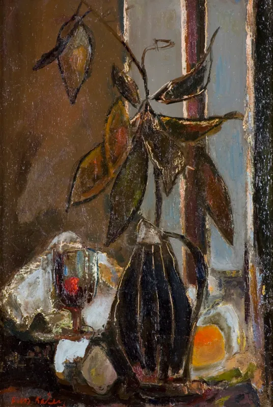 Tadeusz Fuss-Kaden, MARTWA NATURA Z  GAŁĘZIĄ MAGNOLII I KIELISZKIEM