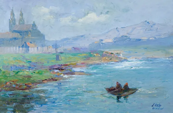 Erno Erb, PEJZAŻ Z KRAKOWA Z KOŚCIOŁEM NA SKAŁCE