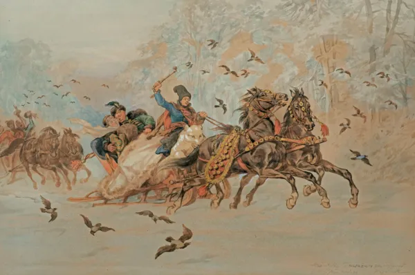 Juliusz Kossak, KMICIC Z OLEŃKĄ NA KULIGU, ok. 1885-1887