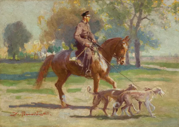 Zygmunt Rozwadowski, JEŹDZIEC Z CHARTAMI, ok. 1930