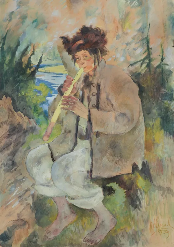 Kazimierz Sichulski, HUCUŁ GRAJĄCY NA FLECIE, 1939