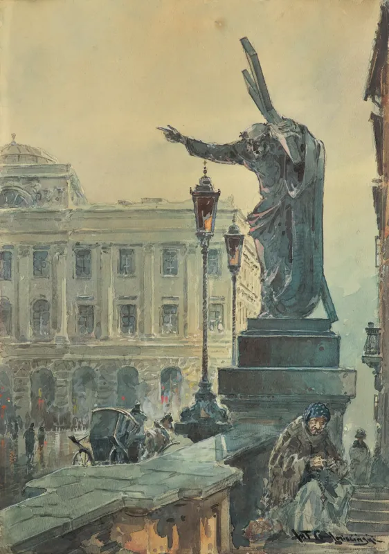 Władysław Chmieliński (Stachowicz), PRZED KOŚCIOŁEM ŚWIĘTEGO KRZYŻA, przed 1939