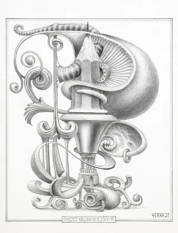 Jacek Yerka, GĄSZCZ KALIGRAFICZNY - P, 2021
