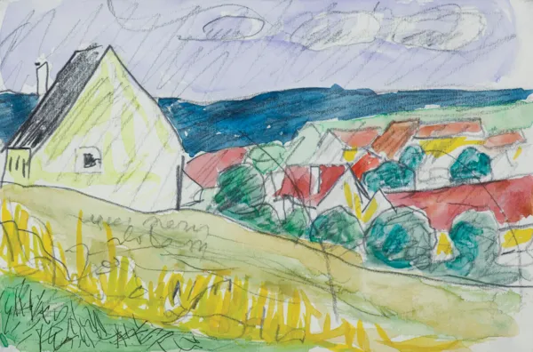 Józef Czapski, WIDOK MIASTECZKA (szkic do obrazu), lata 70.