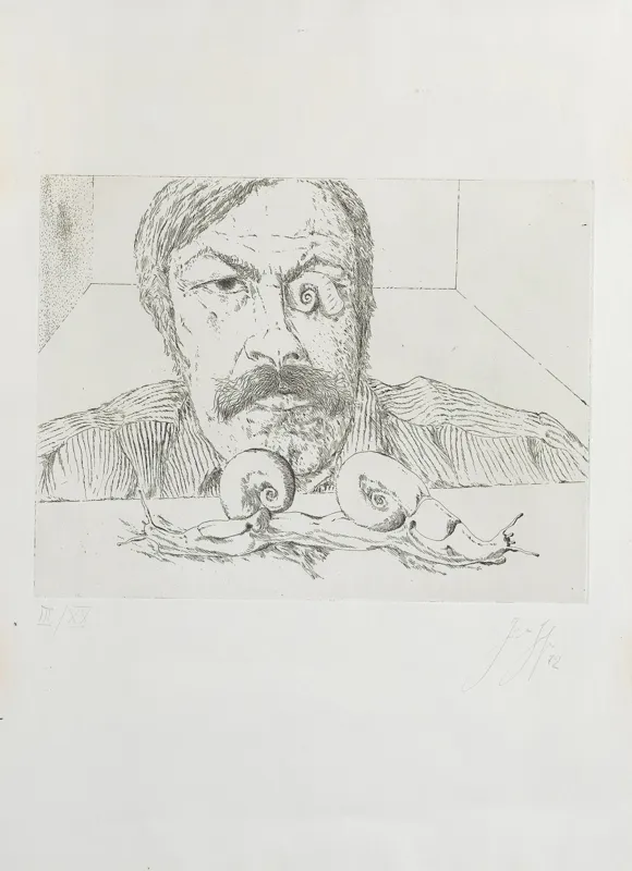 Günter Grass, AUTOPORTRET ZE ŚLIMAKAMI, 1972