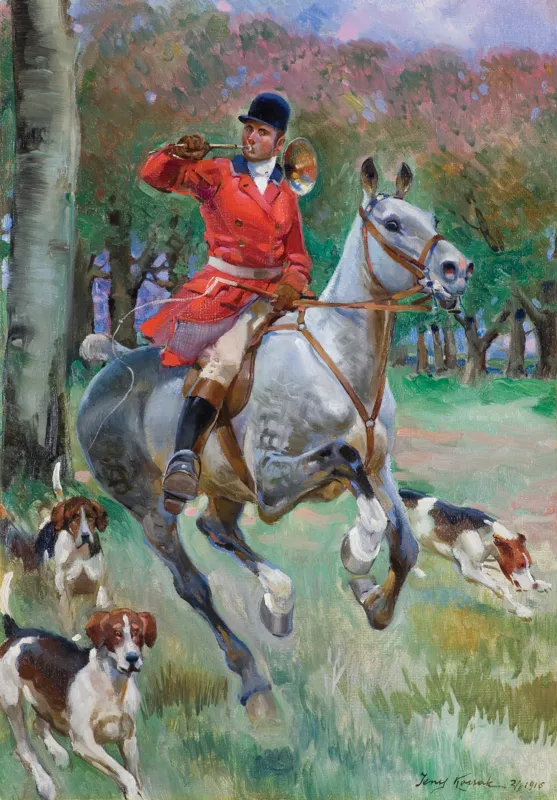 Jerzy Kossak, POLOWANIE PAR FORCE, 1916