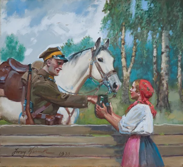 Jerzy Kossak, UŁAN Z DZIEWCZYNĄ, 1930