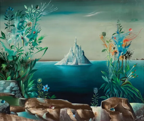 Georges Spiro, FANTASTIC LANDSCAPE WITH A CASTLE, 1960