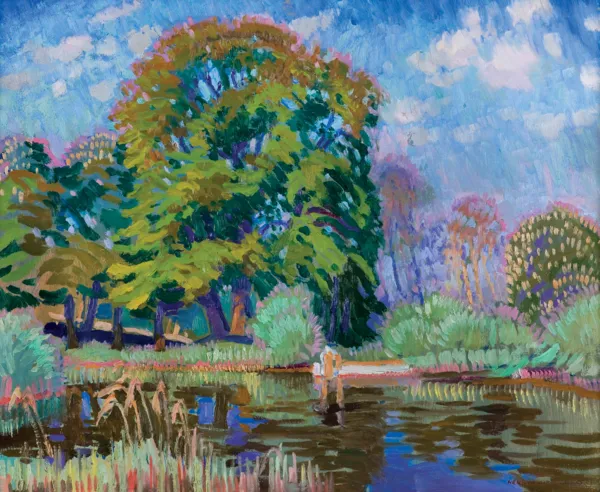 Henryk Uziembło, PEJZAŻ Z DRZEWAMI NAD WODĄ