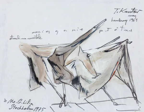 Tadeusz Kantor, NACIĄGANIE PŁÓTNA – STRACH NA WRÓBLE, 1961