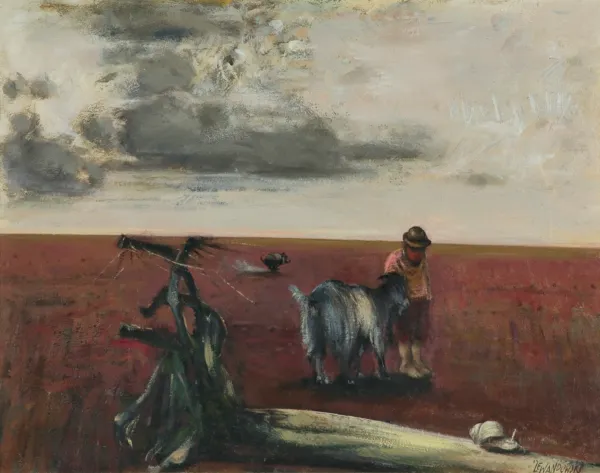 Janusz Lewandowski, LANDSCAPE WITH A GOAT