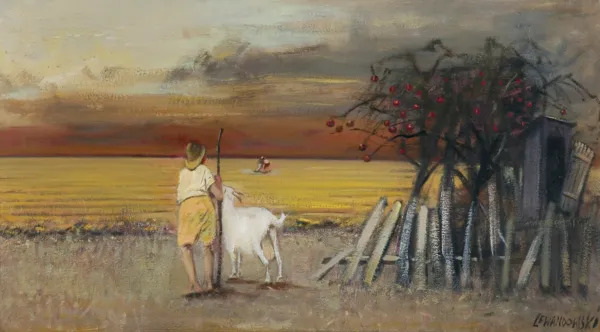 Janusz Lewandowski, PEJZAŻ Z KOZĄ I JABŁONKĄ