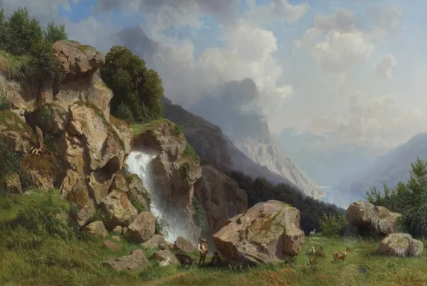 Robert Schultze, PASTERZE PRZY WODOSPADZIE, 1862