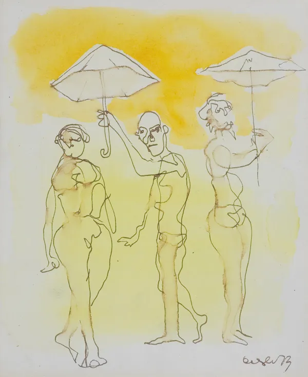 Otto Axer, POSTACI Z PARASOLKAMI, 1973