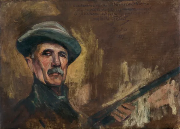 Julian Fałat, AUTOPORTRET Z DEDYKACJĄ, 1927