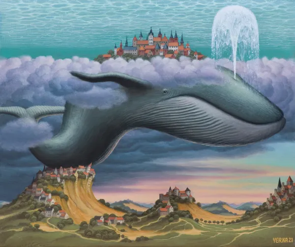 Jacek Yerka, LEWIATAN SURFUJE, 2021