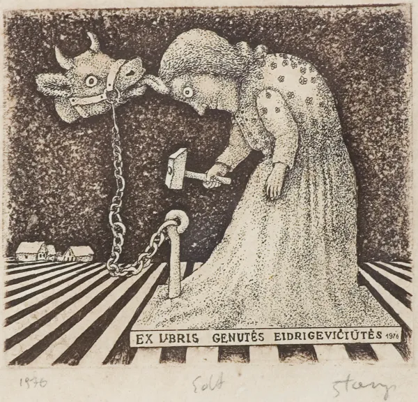 Stasys Eidrigevičius, EX LIBRIS GENUTĖS EIDRIGEVIČIŪTĖS, 1976