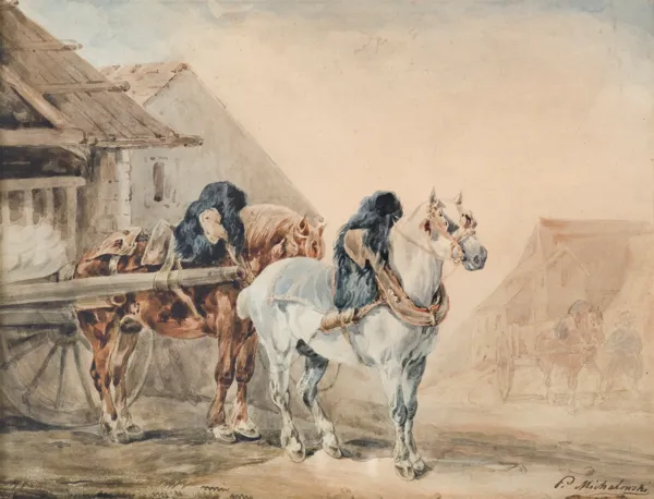 Piotr Michałowski, PERSZERONY ZAPRZĘŻONE DO WOZU, 1832-1835