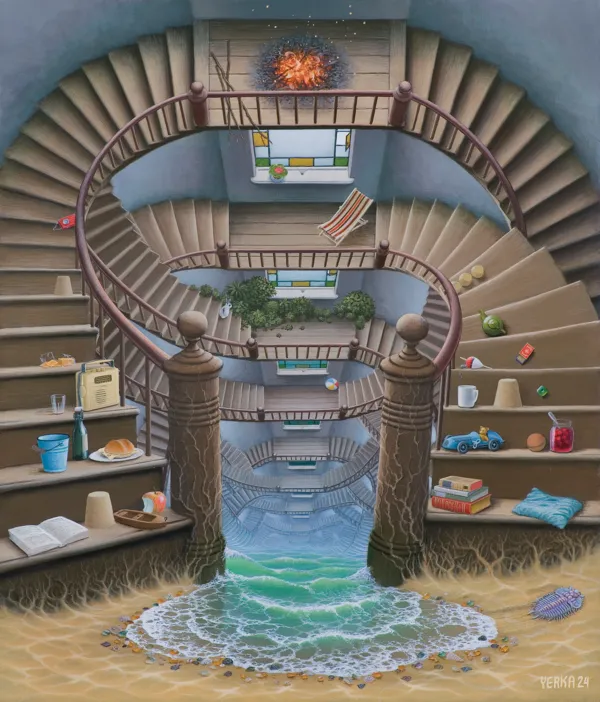 Jacek Yerka, PIKNIK NA KUCHENNYCH SCHODACH, 2024